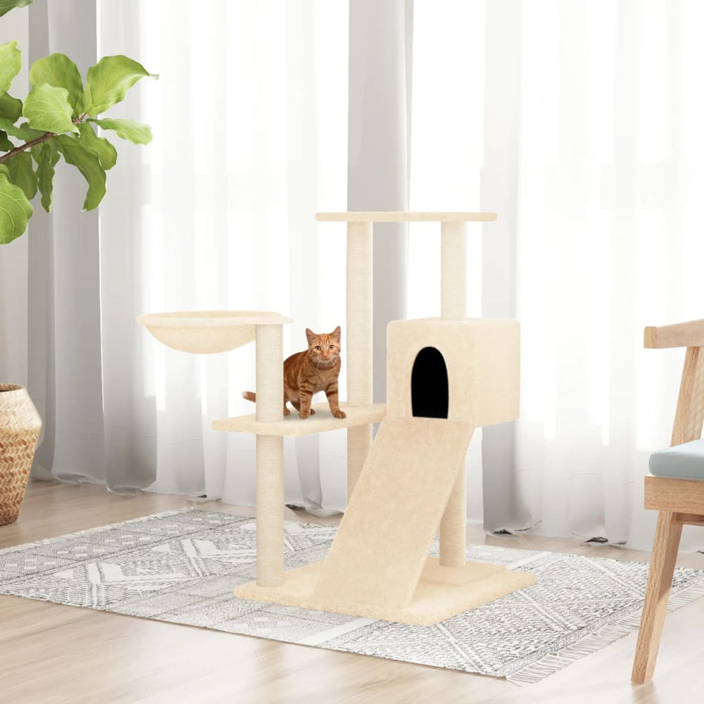vidaXL Cat Tree with Sisal Scratching Posts Cream 82 cm