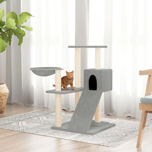 vidaXL Cat Tree with Sisal Scratching Posts Light Grey 82 cm