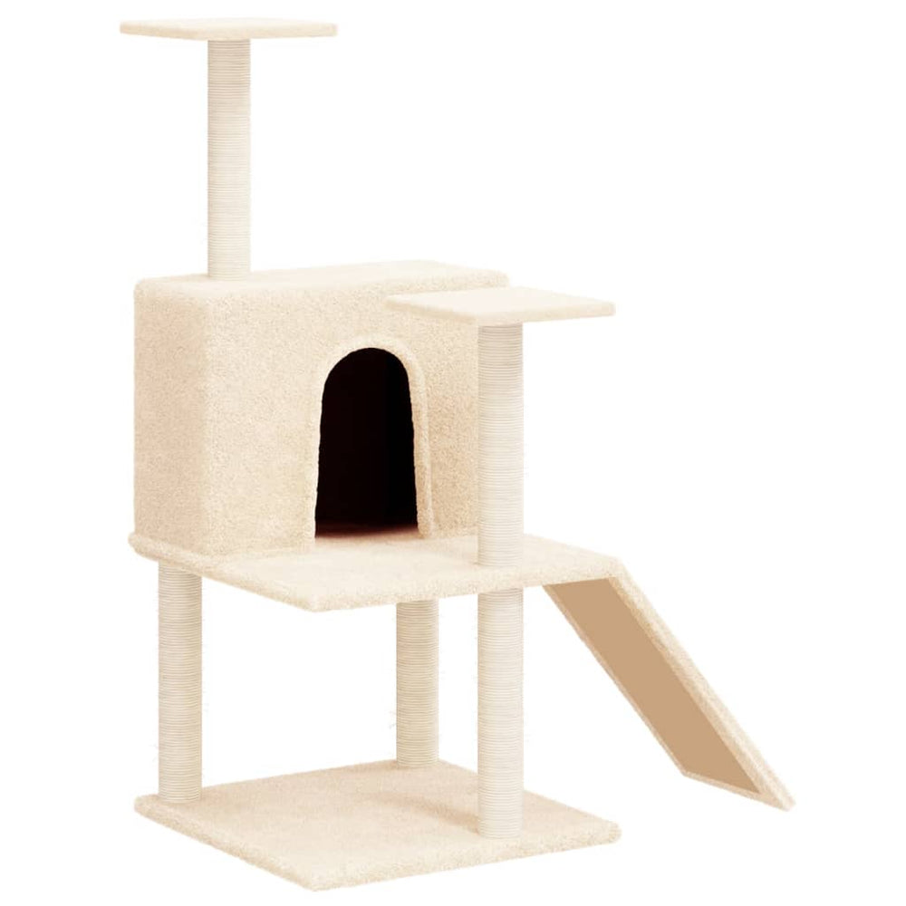 vidaXL Cat Tree with Sisal Scratching Posts Cream 109 cm