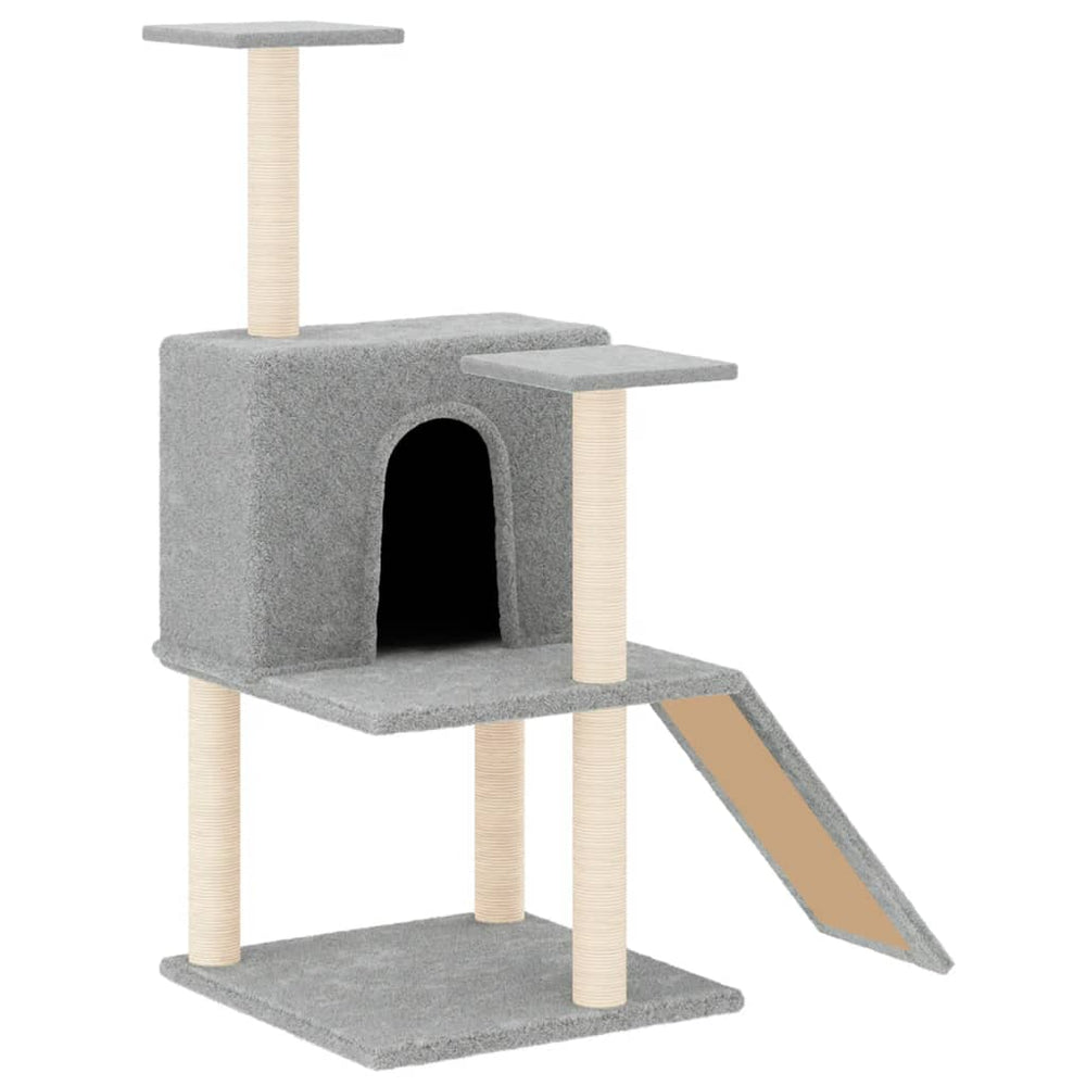 vidaXL Cat Scratching Tree with Sisal Scratching Posts Light Grey 109 cm