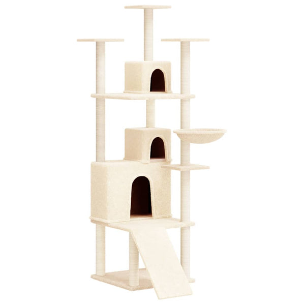 vidaXL Cat Tree with Sisal Scratching Posts Cream 175 cm
