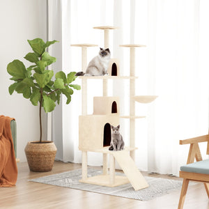 vidaXL Cat Tree with Sisal Scratching Posts Cream 175 cm