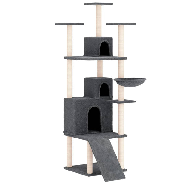 vidaXL Cat Tree with Sisal Scratching Posts Dark Grey 175 cm