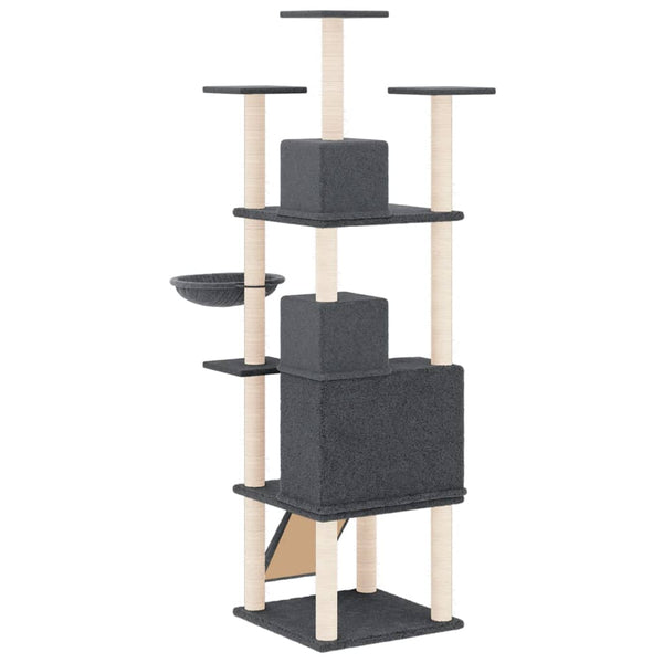 vidaXL Cat Tree with Sisal Scratching Posts Dark Grey 175 cm
