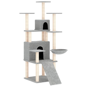 vidaXL Cat Tree with Sisal Scratching Posts Light Grey 154 cm