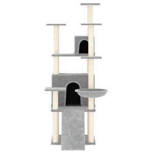 vidaXL Cat Tree with Sisal Scratching Posts Light Grey 154 cm
