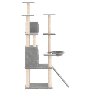 vidaXL Cat Tree with Sisal Scratching Posts Light Grey 154 cm