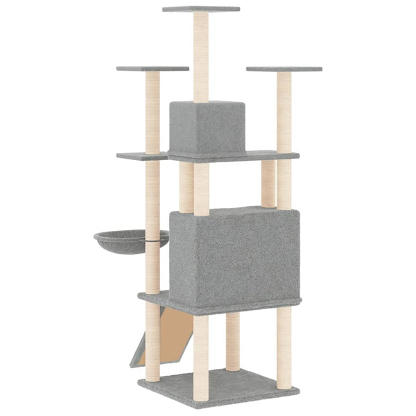 vidaXL Cat Tree with Sisal Scratching Posts Light Grey 154 cm