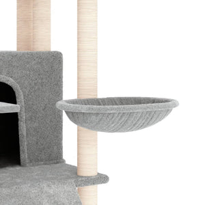 vidaXL Cat Tree with Sisal Scratching Posts Light Grey 154 cm