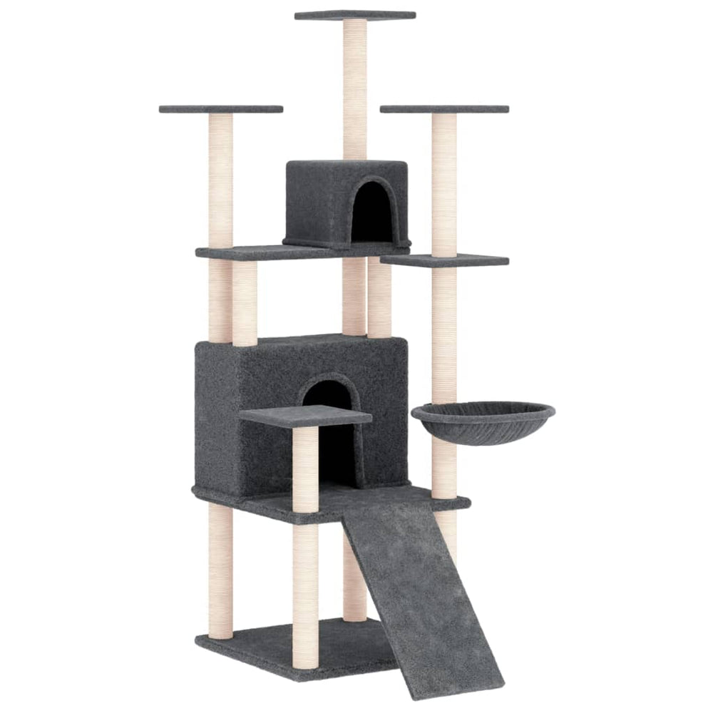 vidaXL Cat Scratching Tree with Sisal Scratching Posts Dark Grey 154 cm