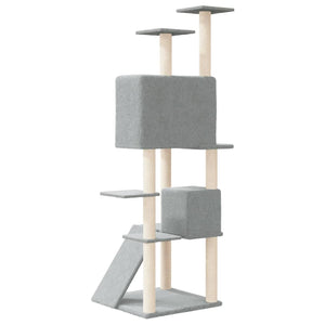 vidaXL Cat Tree with Sisal Scratching Posts Light Grey 153 cm