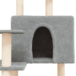 vidaXL Cat Tree with Sisal Scratching Posts Light Grey 153 cm