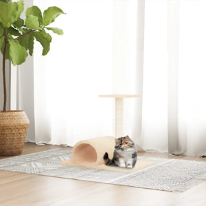 vidaXL Cat Tree with Tunnel Cream 60x34.5x50 cm