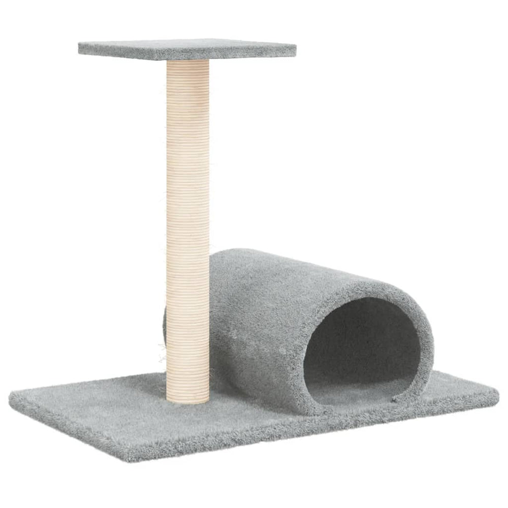 vidaXL Cat Tree with Tunnel Light Grey 60x34.5x50 cm