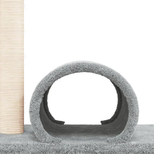 vidaXL Cat Tree with Tunnel Light Grey 60x34.5x50 cm