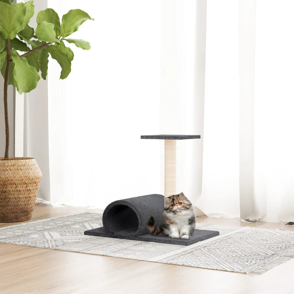 vidaXL Cat Tree with Tunnel Dark Grey 60x34.5x50 cm