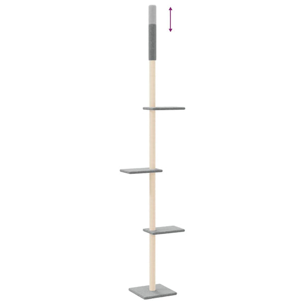 vidaXL Floor-to-Ceiling Cat Tree Light Grey 267.5-297.5 cm