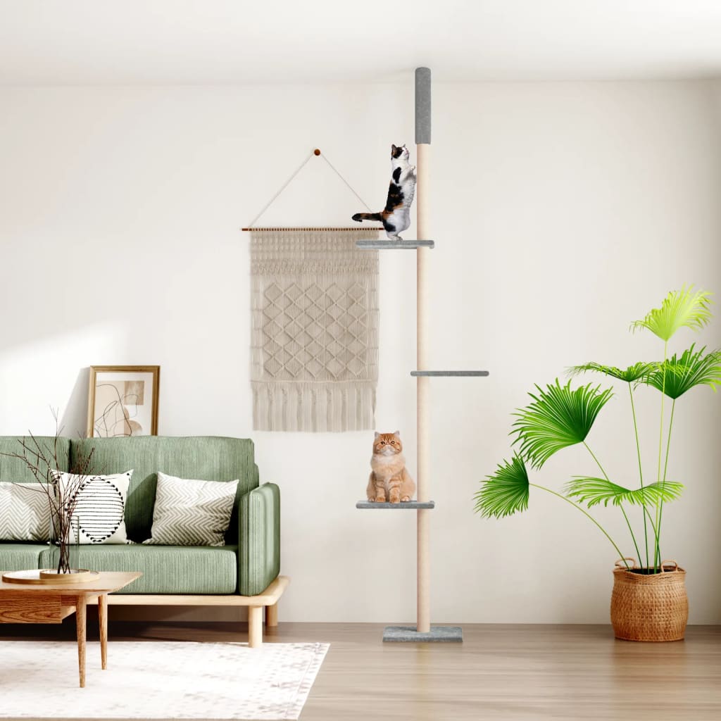 vidaXL Floor-to-Ceiling Cat Tree Light Grey 267.5-297.5 cm