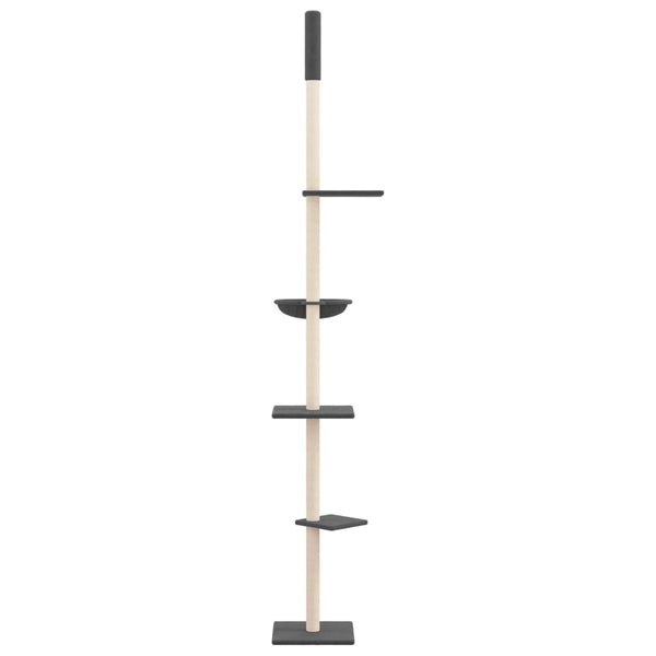 vidaXL Floor-to-Ceiling Cat Tree Dark Grey 263.5-289.5 cm