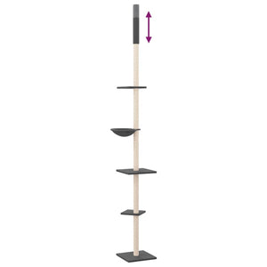 vidaXL Floor-to-Ceiling Cat Tree Dark Grey 263.5-289.5 cm