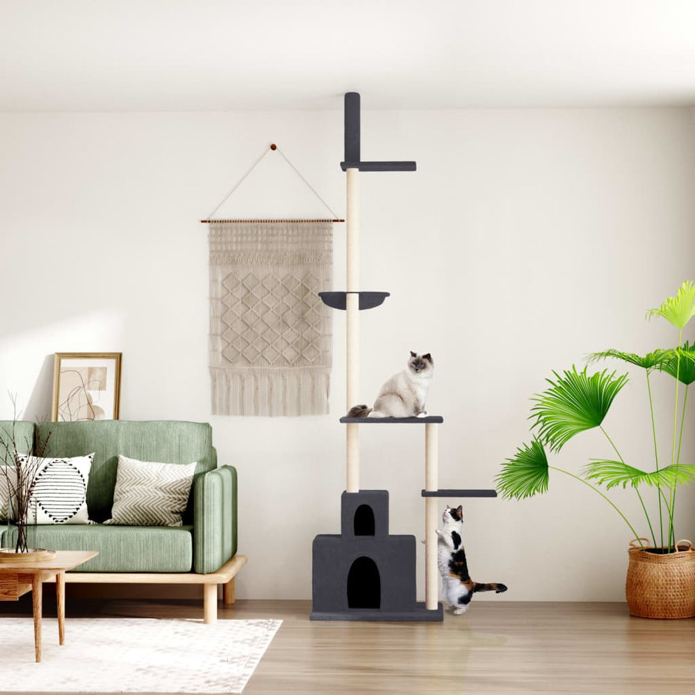 vidaXL Cat Tree Floor-to-Ceiling Dark Grey 250.5-276.5 cm