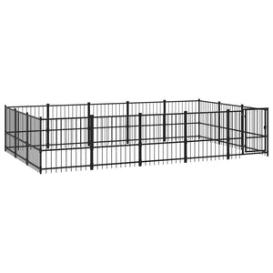 vidaXL Outdoor Dog Kennel Steel 14.11 m²