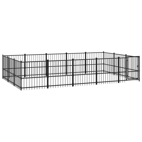 vidaXL Outdoor Dog Kennel Steel 14.11 m²