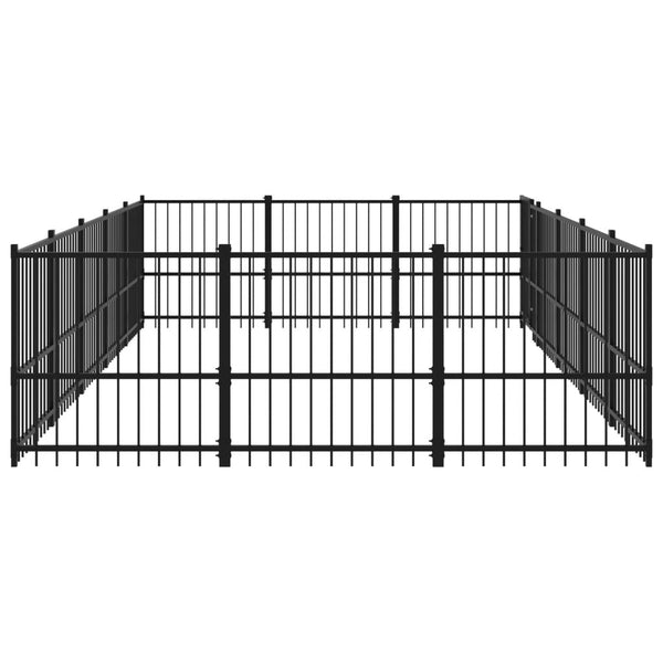 vidaXL Outdoor Dog Kennel Steel 14.11 m²