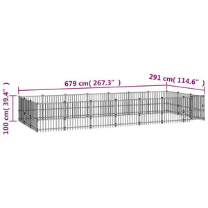 vidaXL Outdoor Dog Kennel Steel 19.76 m²