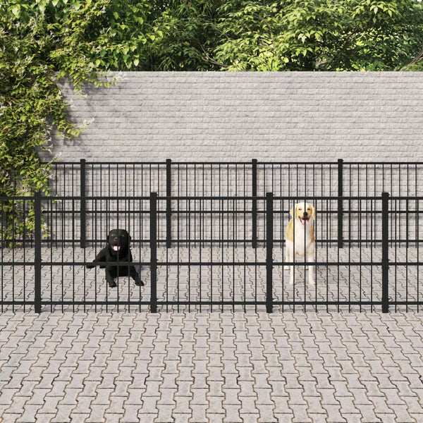 vidaXL Outdoor Steel Dog Kennel 25.4 m²