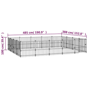 vidaXL Outdoor Dog Kennel Steel 18.82 m²