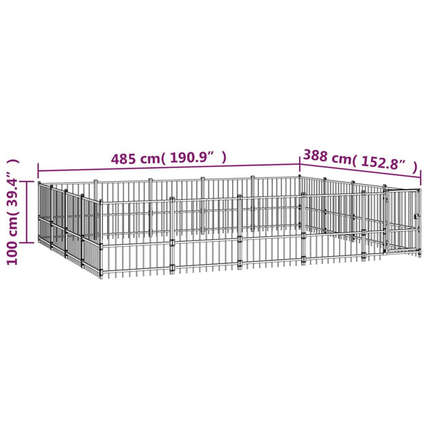 vidaXL Outdoor Dog Kennel Steel 18.82 m²
