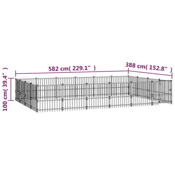 vidaXL Outdoor Dog Kennel Steel 22.58 m²