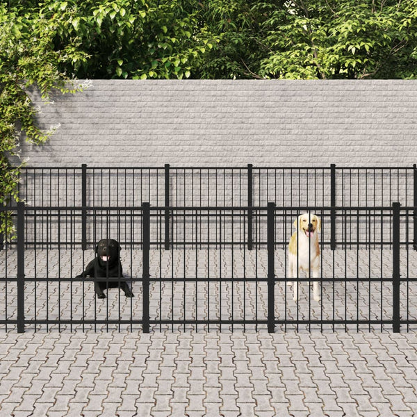 vidaXL Outdoor Dog Kennel Steel 22.58 m²