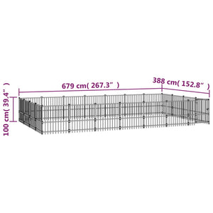 vidaXL Outdoor Dog Kennel Steel 26.35 m²