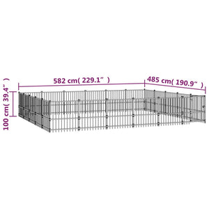 vidaXL Outdoor Dog Kennel Steel 28.23 m²