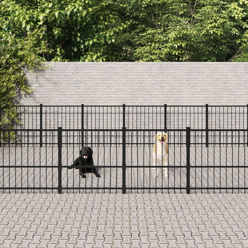 vidaXL Outdoor Dog Kennel Steel 47.05 m²