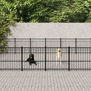 vidaXL Outdoor Dog Kennel Steel 47.05 m²