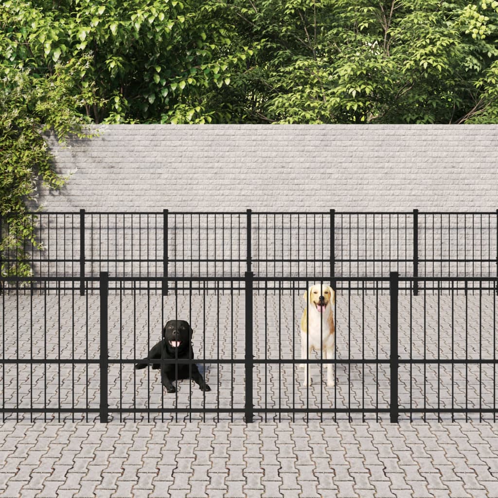 vidaXL Outdoor Dog Kennel Steel 50.81 m²