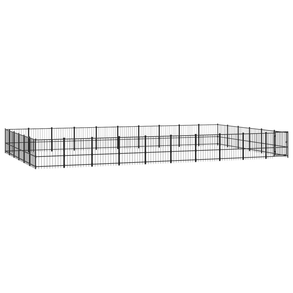 vidaXL Outdoor Dog Kennel Steel 56.45 m²