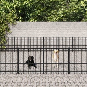 vidaXL Outdoor Dog Kennel Steel 56.45 m²