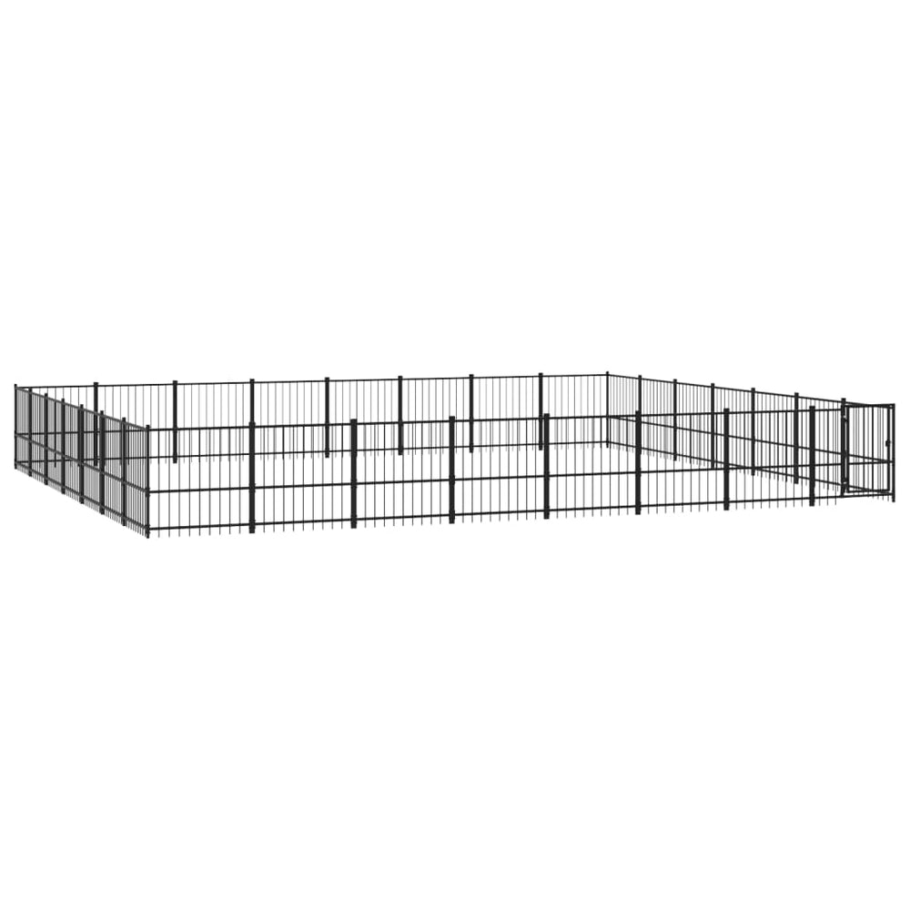 vidaXL Outdoor Dog Kennel Steel 52.69 m²