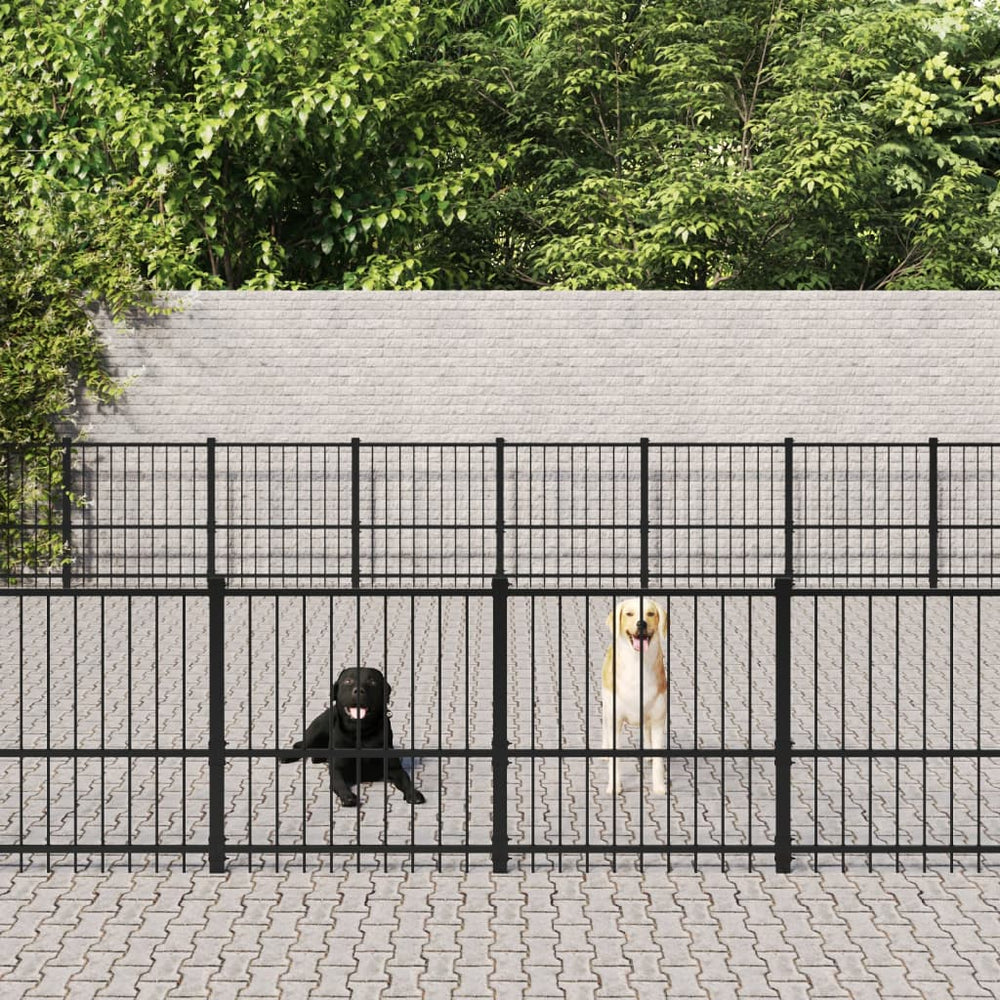 vidaXL Outdoor Dog Kennel Steel 75.27 m²