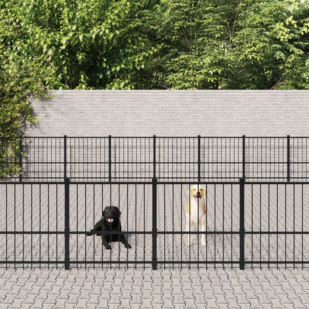 vidaXL Outdoor Dog Kennel Steel 75.27 m²