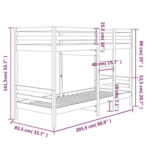 vidaXL Bunk Bed 80x200 cm Solid Pine Wood