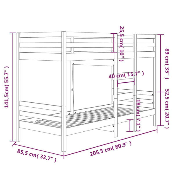 vidaXL Bunk Bed 80x200 cm Solid Pine Wood