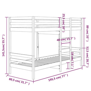 vidaXL Bunk Bed White 75x190 cm Solid Pine Wood