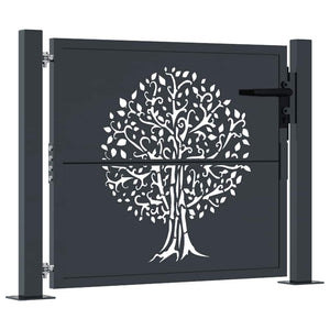 vidaXL Garden Gate Anthracite 100x100 cm Steel Tree Design