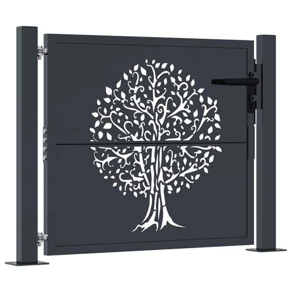 vidaXL Garden Gate Anthracite 100x100 cm Steel Tree Design