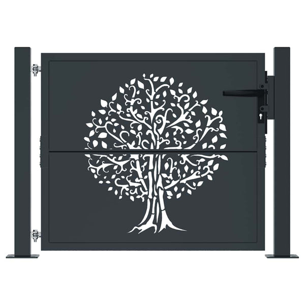 vidaXL Garden Gate Anthracite 100x100 cm Steel Tree Design